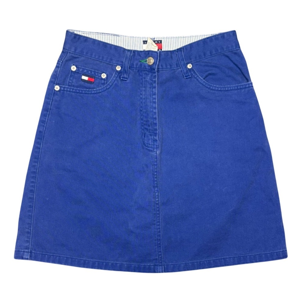 Tommy‎ Hilfiger Vintage Tommy Jeans Royal Blue Denim Mini Skirt Womens 8 90s Y2K